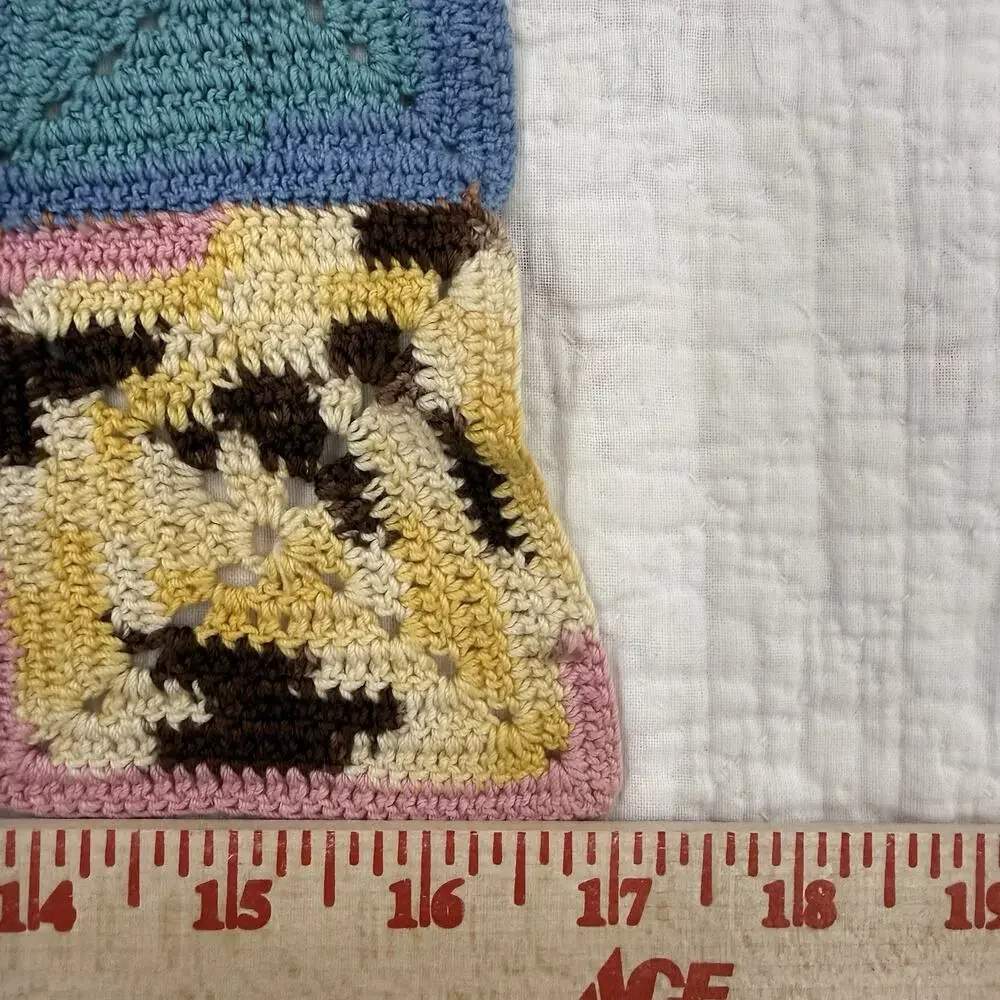 Handcrafted Crochet Granny Squares Multicolor Patchwork Panel Piece